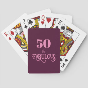 Fifty and Fabulous Burgundy Birthday Party Poker Cards