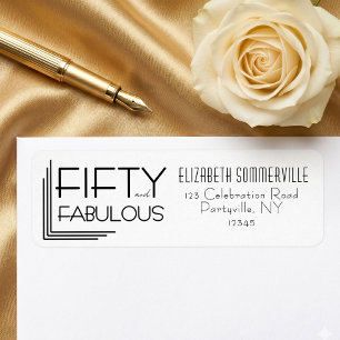 Fifty and Fabulous Deco Bold 50th Birthday Party Label