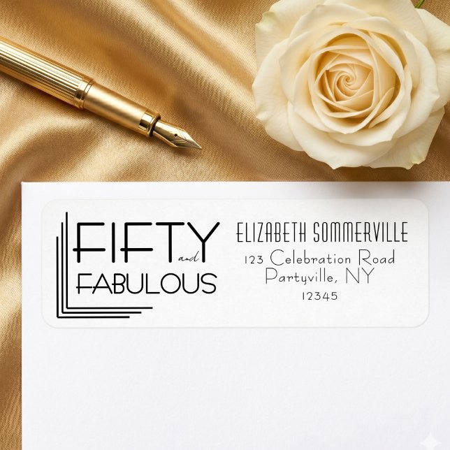 Fifty and Fabulous Deco Bold 50th Birthday Party  Label (Creator Uploaded)