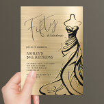 Fifty and Fabulous Dress Gold 50th Birthday Invitation<br><div class="desc">Create your own Fifty and Fabulous Dress Gold 50th Birthday Invitation! Personalize this design with your own text. You can further customize this design by selecting the "Edit Details" button if desired.</div>
