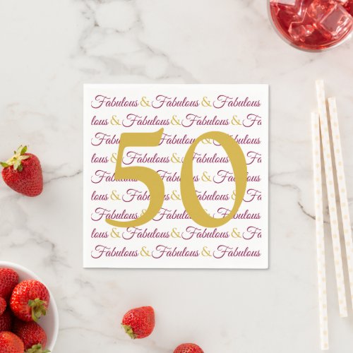 Fifty and Fabulous Elegant 50th Birthday gold Napkins