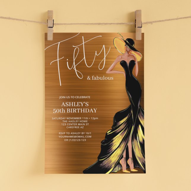 Fifty and Fabulous Elegant 50th Birthday Invitation (Creator Uploaded)