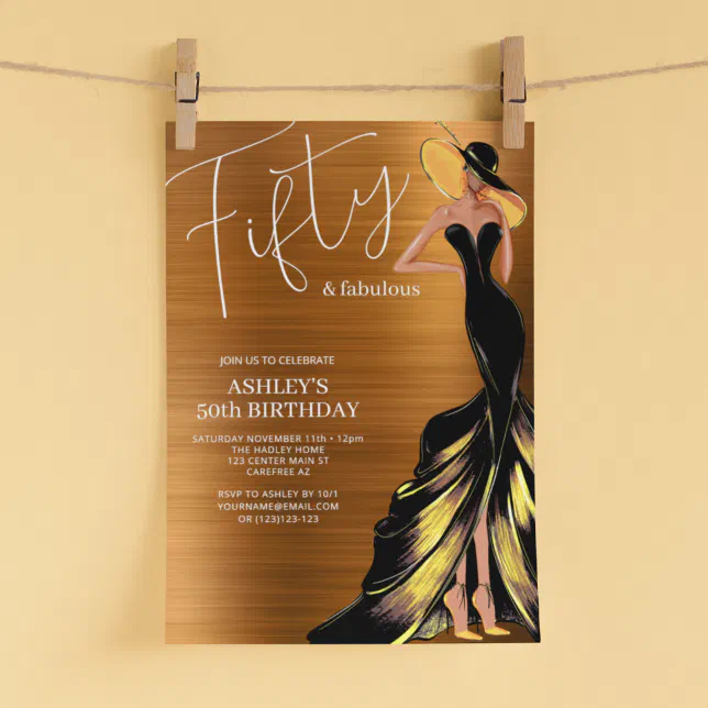 Fifty And Fabulous Elegant 50th Birthday Invitation Zazzle