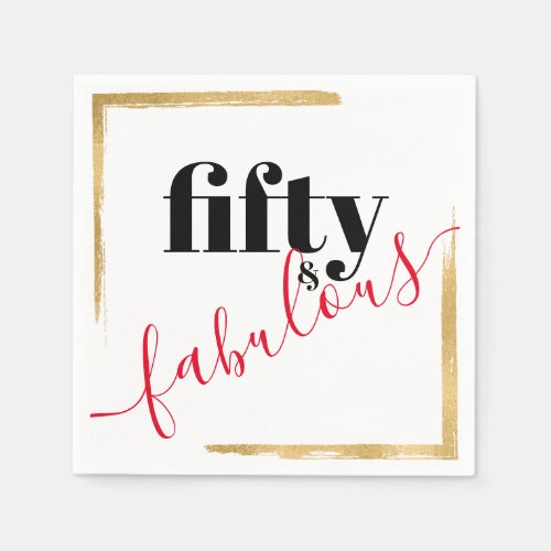 Fifty and Fabulous Elegant Black and Red Napkins
