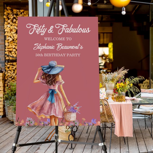 Fifty and Fabulous Elegant Woman's  50th Birthday  Foam Board (Creator Uploaded)