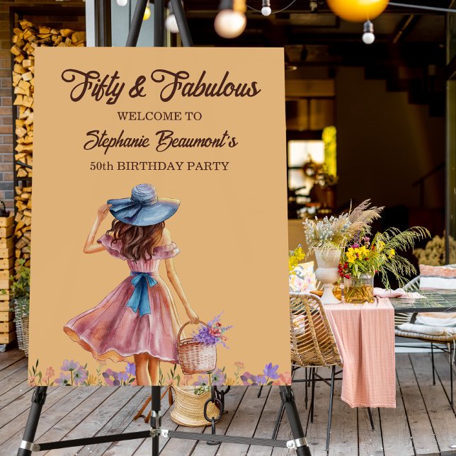 Fifty and Fabulous Elegant Woman's  50th Birthday  Foam Board (Creator Uploaded)