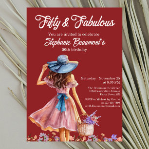 Fifty and Fabulous Elegant Woman's 50th Birthday Invitation