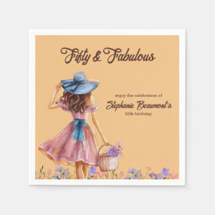 Fifty and Fabulous Elegant Woman's 50th Birthday Napkins
