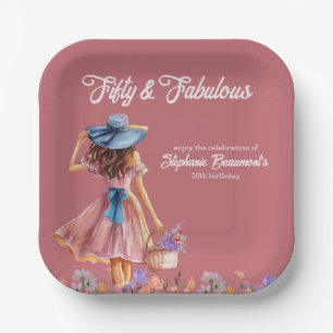 Fifty and Fabulous Elegant Woman's 50th Birthday Paper Plates