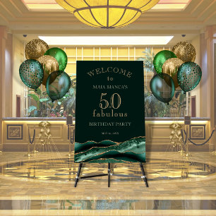 Fifty and Fabulous Emerald Green Birthday Sign