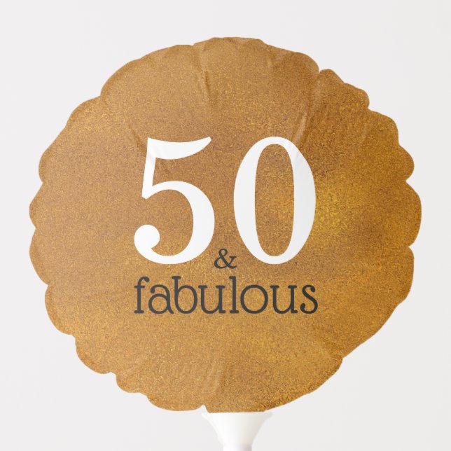 Fifty and Fabulous Faux Gold 50th Birthday Party Balloon (Front)