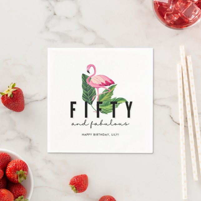 Fifty and Fabulous Flamingo 50th Birthday Party  Napkins (Insitu)