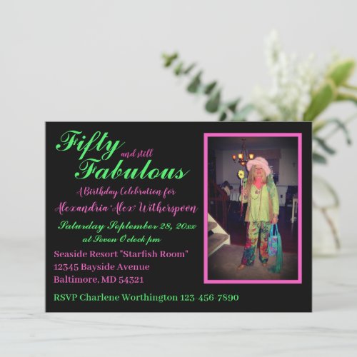 Fifty and Fabulous Fun Colorful 50th Birthday Invitation