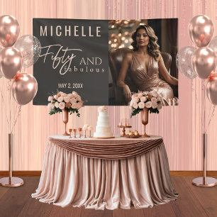 Fifty and Fabulous Glamorous Birthday Party Banner