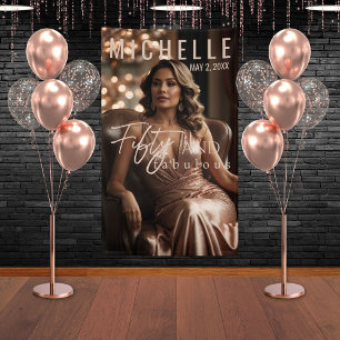 Fifty and Fabulous Glamorous Birthday Party Banner
