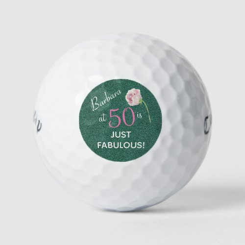 Fifty and Fabulous Glitter Name Golf Balls