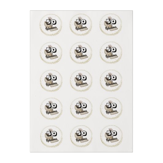 Fifty And Fabulous Gold Black Bold Birthday Edible Frosting Rounds (Sheet)