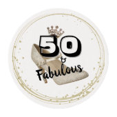 Fifty And Fabulous Gold Black Bold Birthday Edible Frosting Rounds (Front)