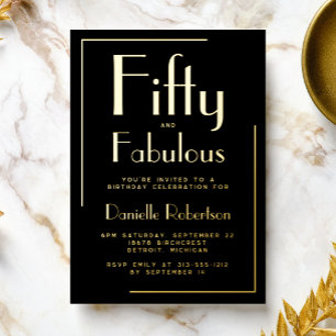 Fifty and Fabulous Gold Foil 50th Birthday Party Invitation
