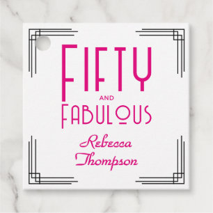 Fifty and Fabulous Hot Pink Art Deco 50th Birthday Favor Tags