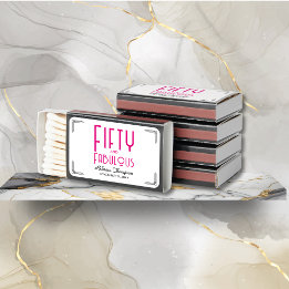 Fifty and Fabulous Hot Pink Art Deco 50th Birthday Matchboxes