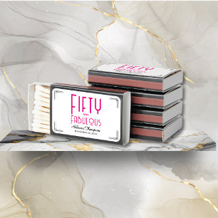 Fifty and Fabulous Hot Pink Art Deco 50th Birthday Matchboxes