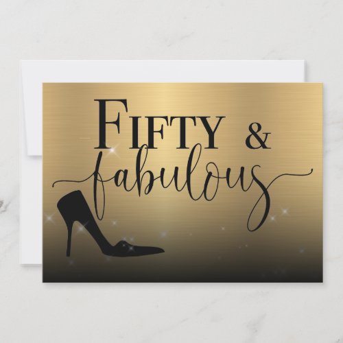 Fifty and Fabulous Metallic Gold Birthday Party Invitation