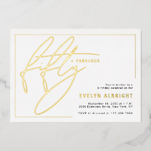 Fifty and Fabulous Minimal 50th Birthday Party Foil Invitation