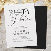 Fifty and Fabulous Minimal Script 50th Birthday