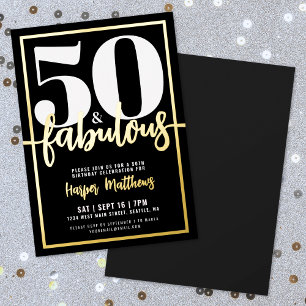 Fifty And Fabulous Modern 50th Birthday Gold Foil Invitation