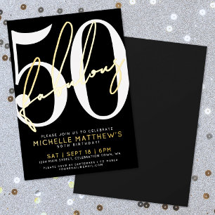 Fifty And Fabulous Modern 50th Birthday Party Gold Foil Invitation