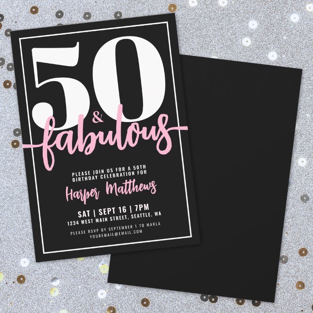 Fifty And Fabulous Modern 50th Birthday Party Invitation (Fifty And Fabulous Modern 50th Birthday Party Invitation)