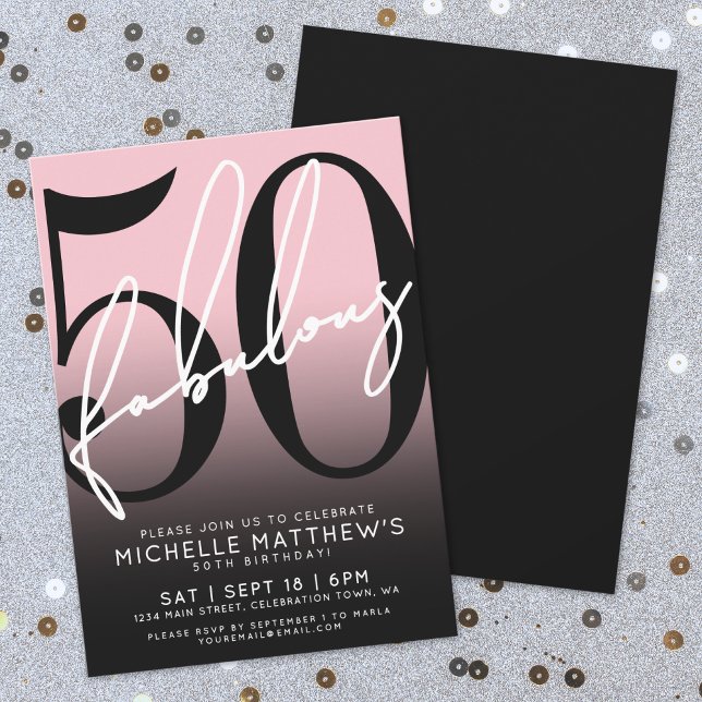 Fifty And Fabulous Modern 50th Birthday Party Invitation (Fifty And Fabulous Modern 50th Birthday Party Invitation)
