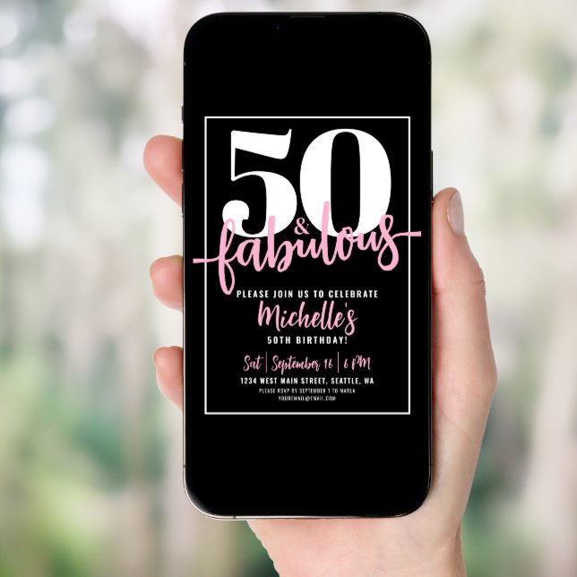Fifty And Fabulous Modern 50th Birthday Party Invitation (Front Digital)