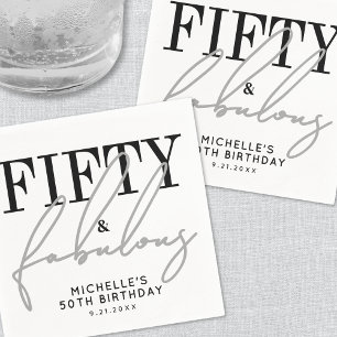 Fifty And Fabulous Modern 50th Birthday Party Napkins