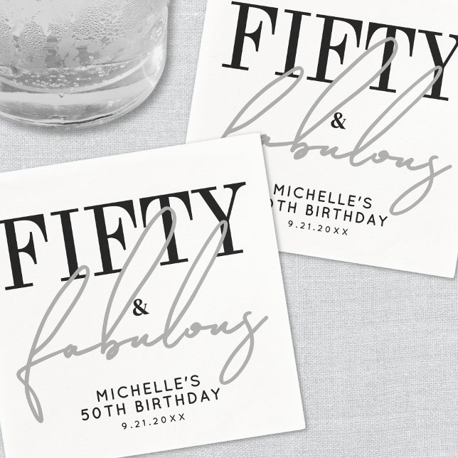 Fifty And Fabulous Modern 50th Birthday Party Napkins (Fifty And Fabulous Modern 50th Birthday Party Napkins)