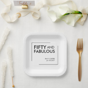 Fifty and Fabulous Modern 50th Birthday Party  Paper Plates