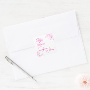 Fifty and Fabulous Modern 50th Birthday Party Square Sticker
