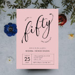 Fifty and Fabulous Modern Dusty Pink 50th Birthday Invitation<br><div class="desc">Modern minimalist fifty and fabulous birthday party invitation featuring chic script typography. This elegant dusty pink and black 50th birthday party invite will set the tone for a modern celebration that is all class.</div>