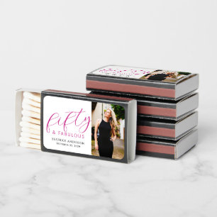  Fifty and Fabulous Name 50th Birthday Party Matchboxes