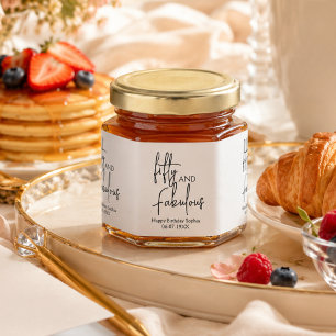 Fifty and Fabulous Name 50th Birthday Party Modern Honey Jar Favors