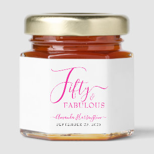 Fifty and Fabulous Name Date 50th Birthday Party Honey Jar Favors