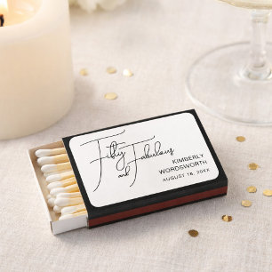 Fifty and Fabulous Name Date 50th Birthday Party Matchboxes