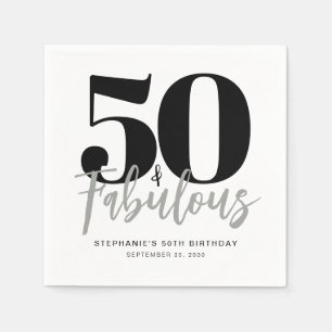 Fifty and Fabulous Name Date 50th Birthday Party Napkins