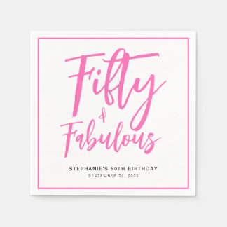 Fifty and Fabulous Name Date 50th Birthday Party Napkins