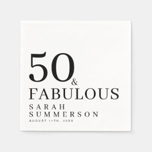 Fifty and Fabulous Name Date 50th Birthday Party Napkins