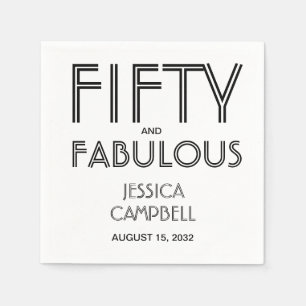 Fifty and Fabulous Name Date 50th Birthday Party Napkins