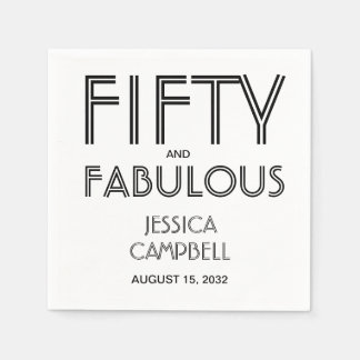 Fifty and Fabulous Name Date 50th Birthday Party Napkins