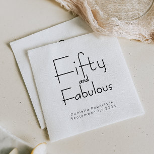 Fifty and Fabulous Name Date 50th Birthday Party Napkins