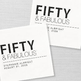 Fifty and Fabulous Name Date 50th Birthday Party Napkins